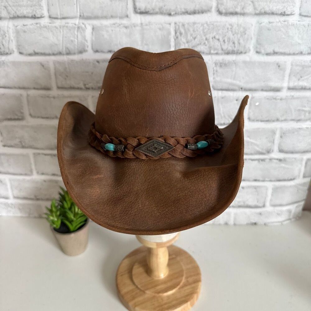 Bullhide Royston Leather Cowgirl Hat Brown Size XL - Picture 2 of 10